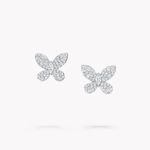 Graff Pavé Butterfly Diamond Small Stud Earrings^ White Gold|Butterfly