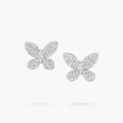 Graff Pavé Butterfly Diamond Stud Earrings^ White Gold|Butterfly