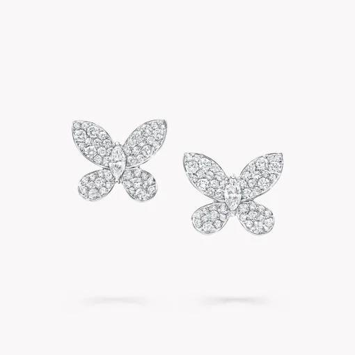 Graff Pavé Butterfly Diamond Stud Earrings^ White Gold|Butterfly