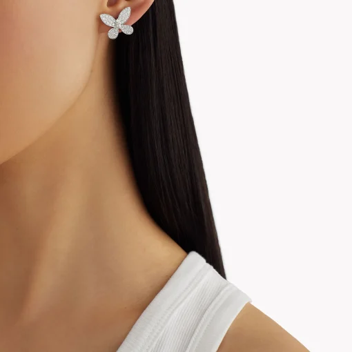 Graff Pavé Butterfly Diamond Stud Earrings^ White Gold|Butterfly