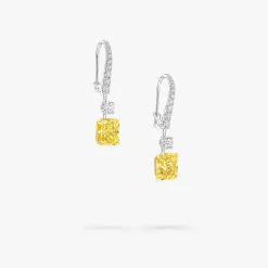 Graff Radiant Cut Yellow Diamond Solitaire Earrings^ Yellow Diamond|Classic Graff