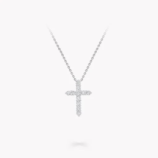 Graff Round Diamond Cross Small Pendant^ White Gold|Classic Graff