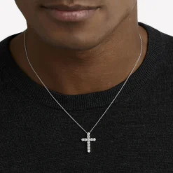 Graff Round Diamond Cross Small Pendant^ White Gold|Classic Graff