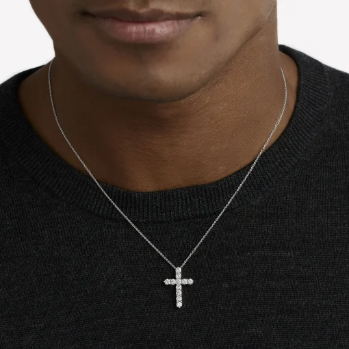 Graff Round Diamond Cross Small Pendant^ White Gold|Classic Graff