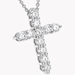 Graff Round Diamond Cross Small Pendant^ White Gold|Classic Graff