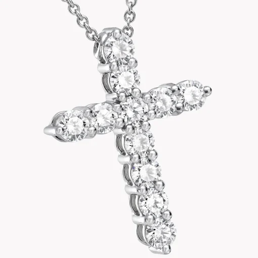 Graff Round Diamond Cross Small Pendant^ White Gold|Classic Graff