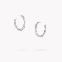 Graff Spiral Diamond Hoop Earrings^ White Gold|Spiral