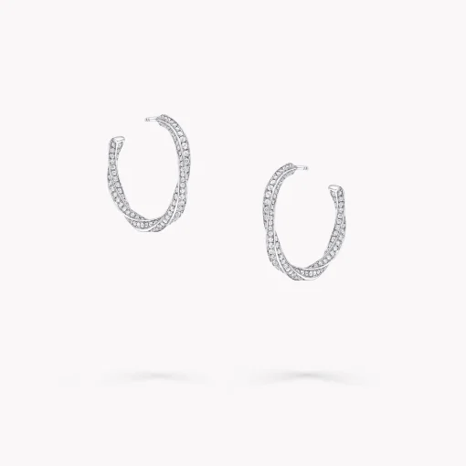 Graff Spiral Diamond Hoop Earrings^ White Gold|Spiral