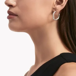 Graff Spiral Diamond Hoop Earrings^ White Gold|Spiral