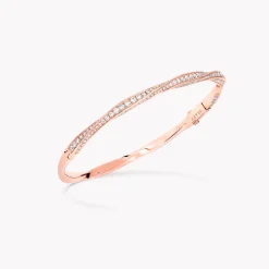 Graff Spiral Pavé Diamond Bangle^ Rose Gold|White Diamond