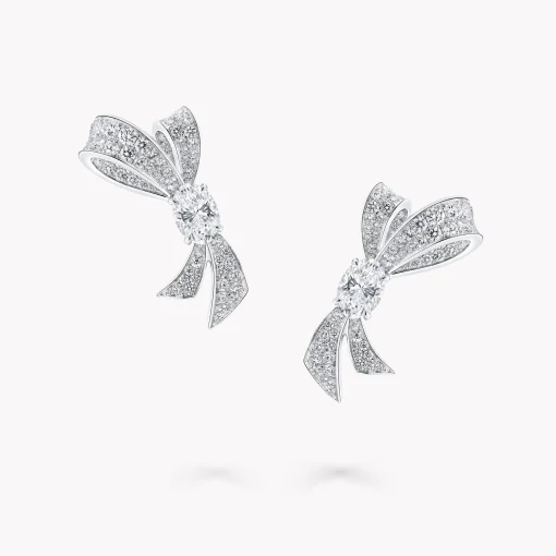 Graff Tilda's Bow Diamond Stud Earrings^ White Gold|White Diamond