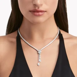 Graff Tilda’s Bow Double Pavé Diamond Drop Necklace^ Bridal Jewelry|White Diamond