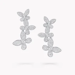 Graff Triple Pavé Butterfly Diamond Drop Earrings^ White Diamond|Butterfly