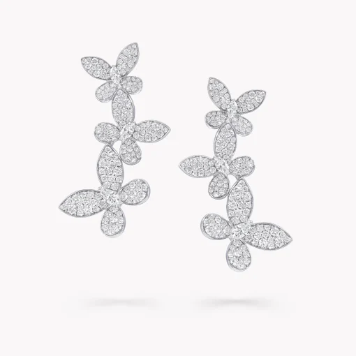 Graff Triple Pavé Butterfly Diamond Drop Earrings^ White Diamond|Butterfly