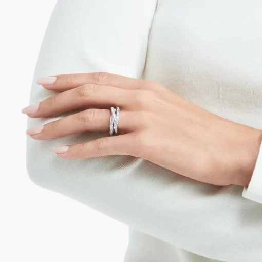 Graff Triple Spiral Pavé Diamond Ring^ White Gold|Spiral