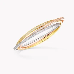 Graff Triple Spiral Pavé Diamond Bangle^ Yellow Gold|Spiral