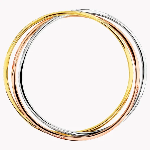 Graff Triple Spiral Pavé Diamond Bangle^ Yellow Gold|Spiral