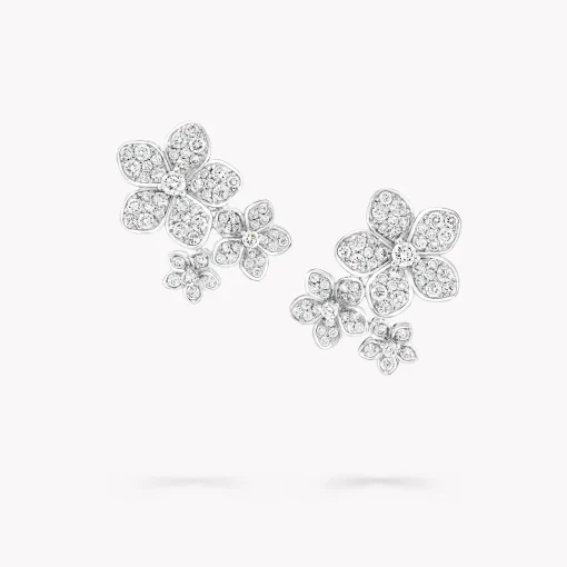 Graff Wild Flower Diamond Cluster Stud Earrings^ White Gold|Wild Flower