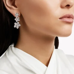 Graff Wild Flower Diamond Drop Earrings^ White Gold|White Diamond