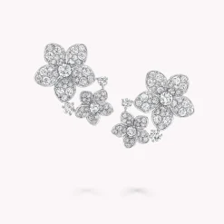 Graff Wild Flower Double Diamond Earrings^ White Gold|White Diamond