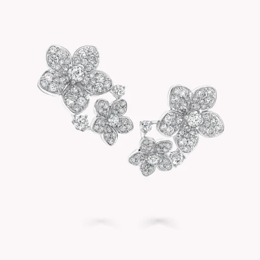 Graff Wild Flower Double Diamond Earrings^ White Gold|White Diamond