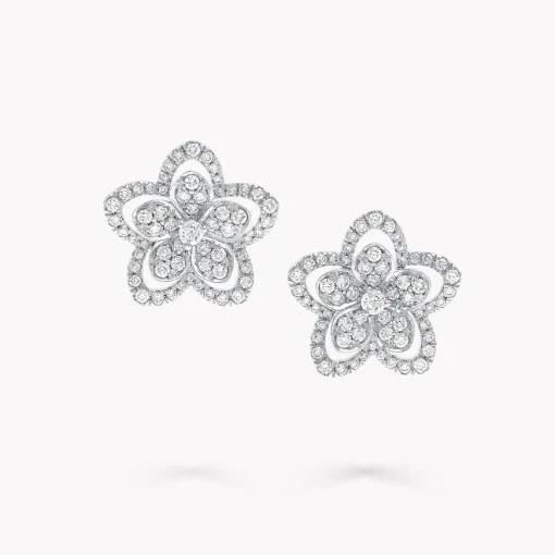 Graff Wild Flower Large Diamond Stud Earrings^ White Gold|Wild Flower