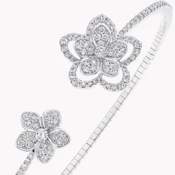 Graff Wild Flower Open Diamond Bangle^ White Gold|Wild Flower