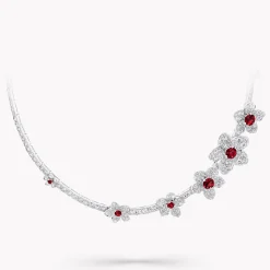 Graff Wild Flower Ruby and Diamond Necklace^ White Gold|Ruby