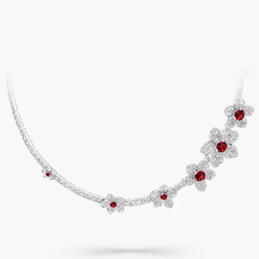Graff Wild Flower Ruby and Diamond Necklace^ White Gold|Ruby