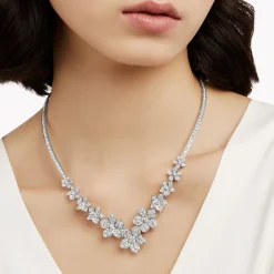 Graff Wild Flower V Shape Diamond Necklace^ Bridal Jewelry|White Gold