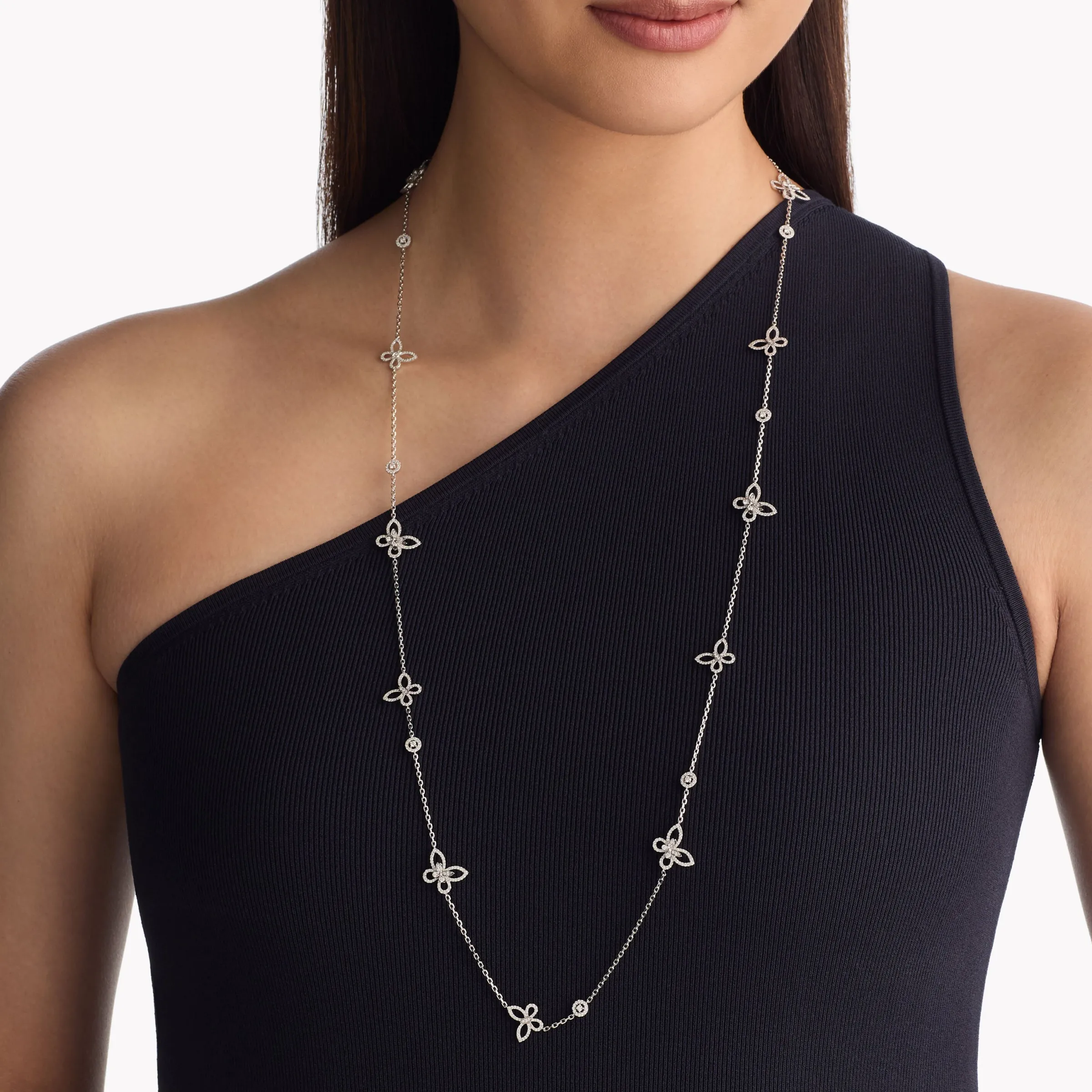 Graff Butterfly Silhouette Diamond Long Necklace^ White Gold|Necklaces & Pendants
