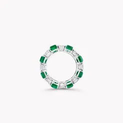 Graff Emerald Cut Emerald and Diamond Wedding Band^ Eternity Rings|For Her