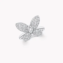 Graff Pavé Butterfly Diamond Ring^ White Gold|White Diamond