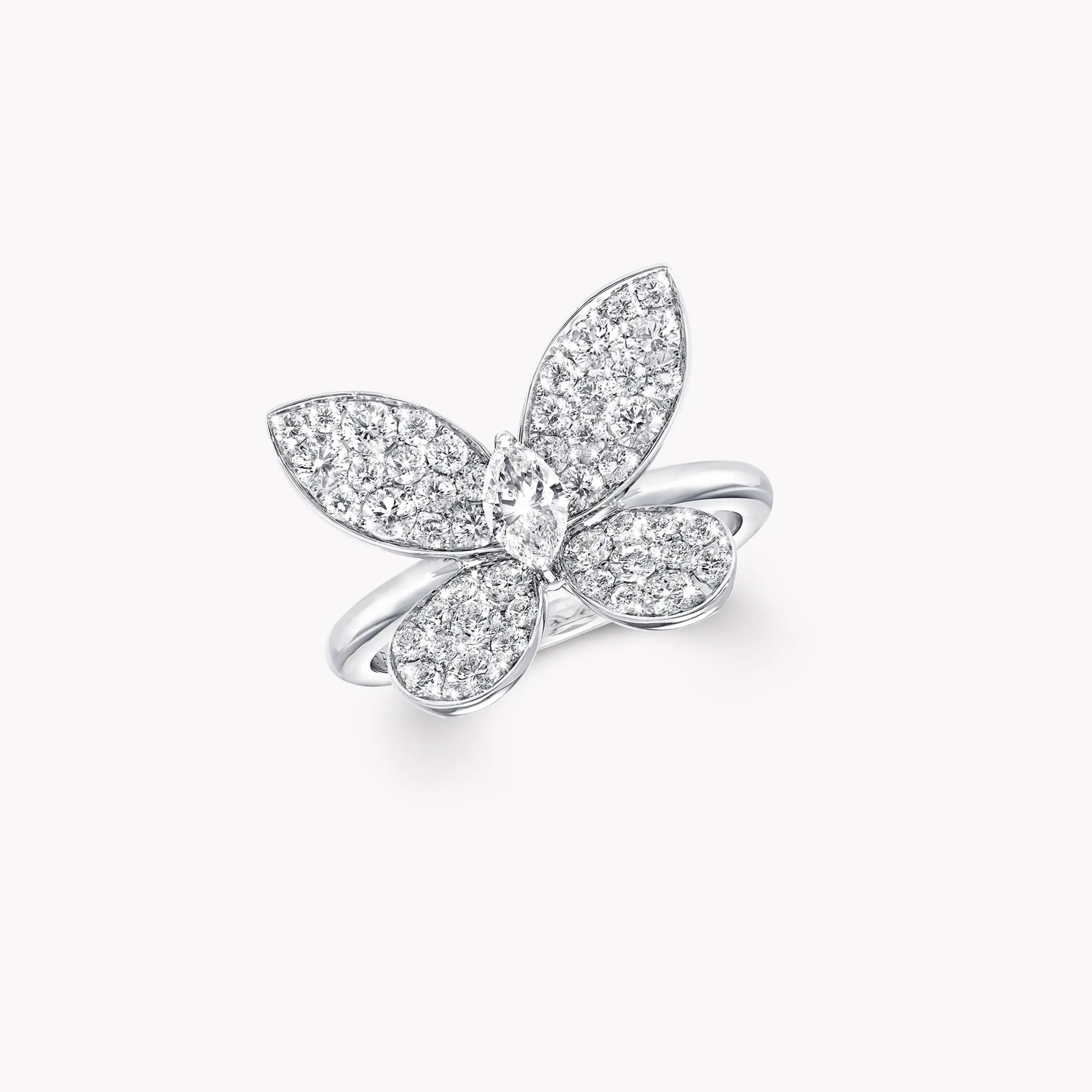 Graff Pavé Butterfly Diamond Ring^ White Gold|White Diamond