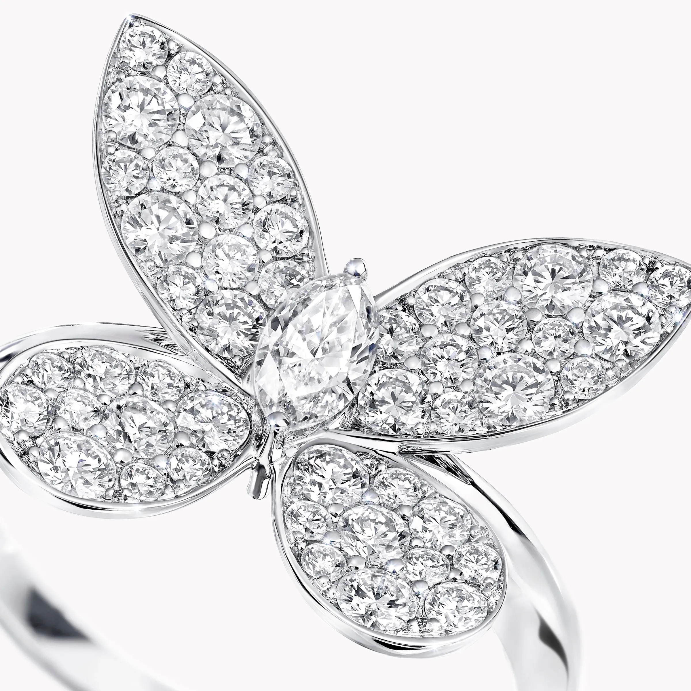 Graff Pavé Butterfly Diamond Ring^ White Gold|White Diamond