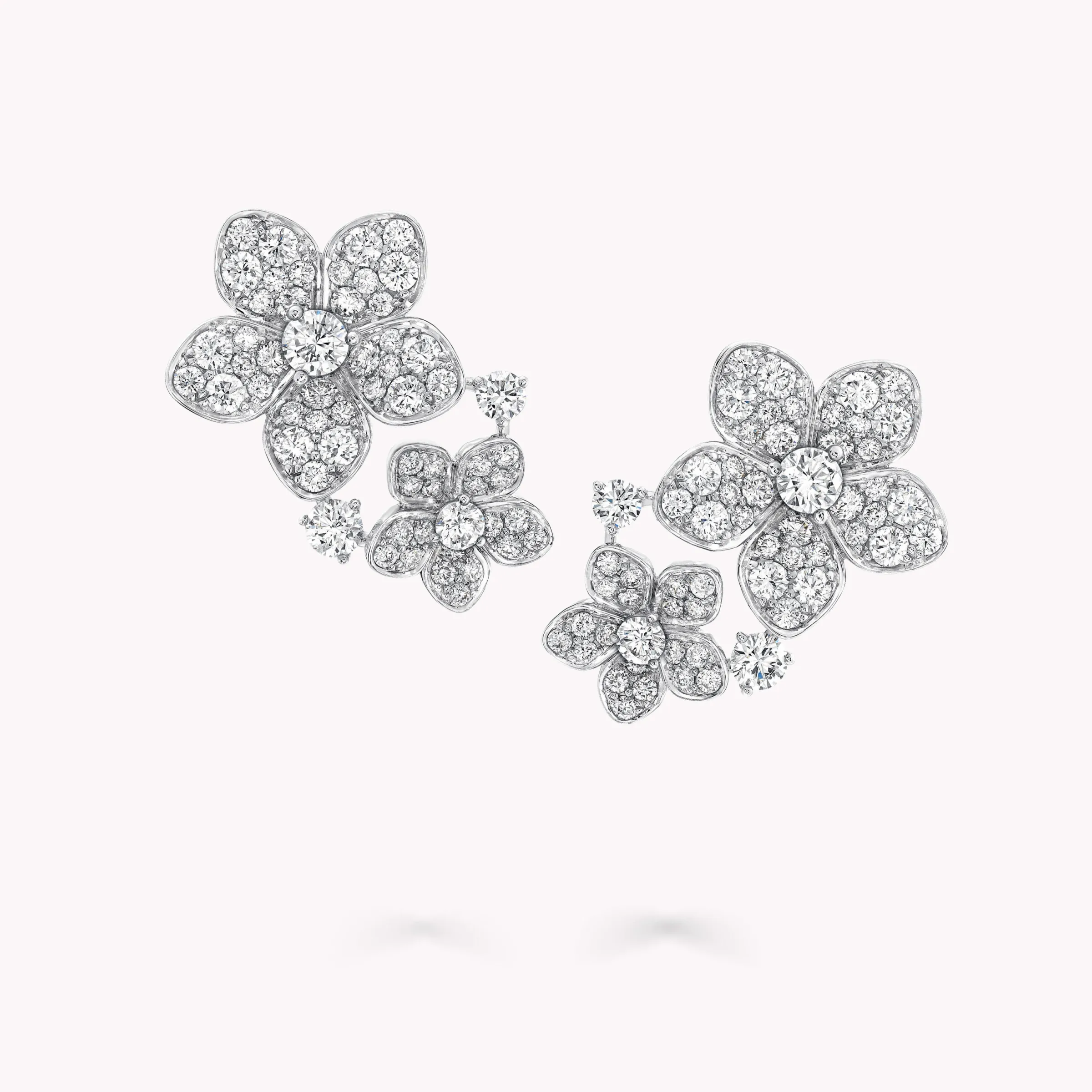 Graff Wild Flower Double Diamond Earrings^ White Gold|White Diamond