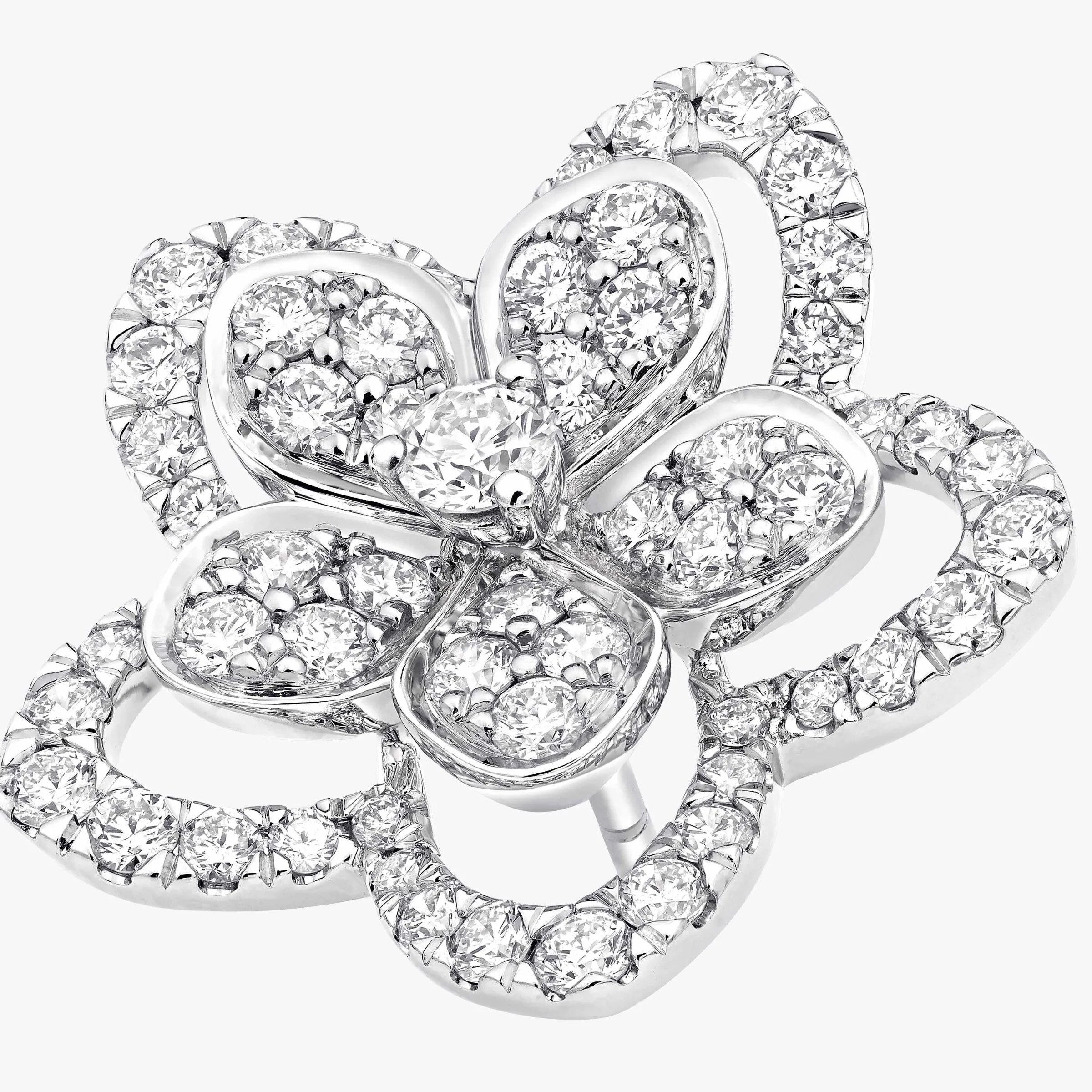 Graff Wild Flower Large Diamond Stud Earrings^ White Gold|Wild Flower